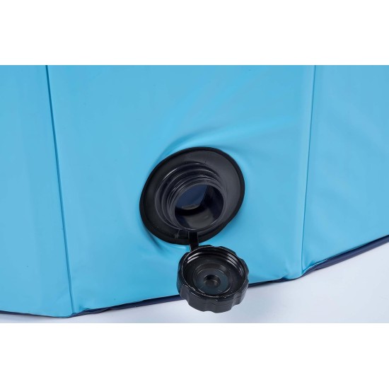 Dog Pool - 160 x 30 cm - Large Dog Breeds - Foldable - Non-Slip Base - with Drain Valve - Blue Dog Pool - 160 x 30 cm - Large Dog Breeds - Foldable - Non-Slip Base - with Drain Valve - Blue