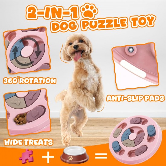 Dog Puzzle Toy - Slow Feeder - Interactive Training Toy Box - Creative Dog Smart Beginner, Improve the IQ of the Dog, Non-Slip Slow Feeder for Puppies Dogs Boredom (Pink) Dog Puzzle Toy - Slow Feeder - Interactive Training Toy Box - Creative Dog Smart Beginner, Improve the IQ of the Dog, Non-Slip Slow Feeder for Puppies Dogs Boredom (Pink)