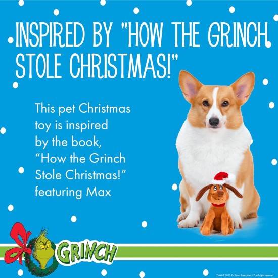 Dr. Seuss for Pets The Grinch Max Santa Figure Plush Squeaky Dog Toy, The Grinch Plush Dog Toy from Dr Seuss Collection, Large Christmas Dog Toy for Holidays, 9 Inch Dr. Seuss for Pets The Grinch Max Santa Figure Plush Squeaky Dog Toy, The Grinch Plush Dog Toy from Dr Seuss Collection, Large Christmas Dog Toy for Holidays, 9 Inch