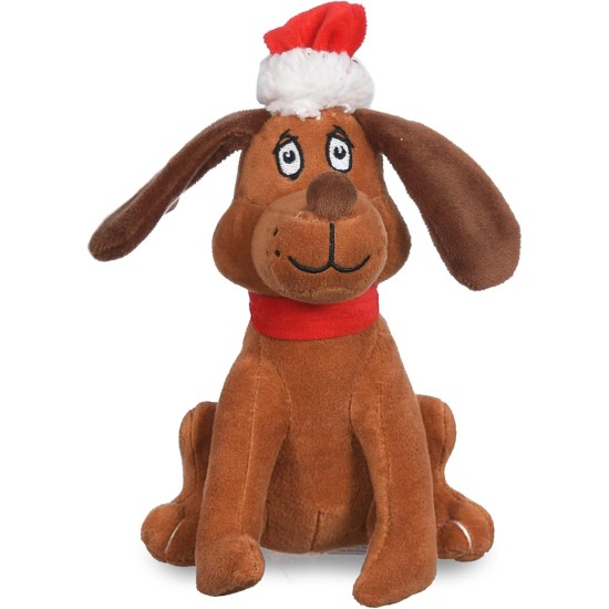 Dr. Seuss for Pets The Grinch Max Santa Figure Plush Squeaky Dog Toy, The Grinch Plush Dog Toy from Dr Seuss Collection, Large Christmas Dog Toy for Holidays, 9 Inch