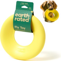 Earth Rated Flying Ring, An Interactive Frisbee for Adult Dogs and Puppies, Does Not Sink in Water, Large, Yellow Earth Rated Flying Ring, An Interactive Frisbee for Adult Dogs and Puppies, Does Not Sink in Water, Large, Yellow
