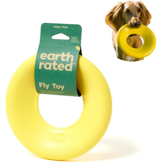Earth Rated Flying Ring, An Interactive Frisbee for Adult Dogs and Puppies, Does Not Sink in Water, Large, Yellow Earth Rated Flying Ring, An Interactive Frisbee for Adult Dogs and Puppies, Does Not Sink in Water, Large, Yellow