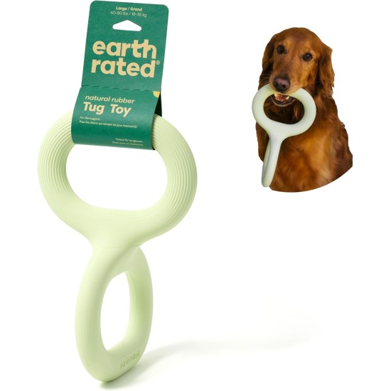 Earth Rated Pull Toy, An Interactive Toy for Adult Dogs and Puppies, Ergonomic Handle, Natural Rubber, Large, Green Earth Rated Pull Toy, An Interactive Toy for Adult Dogs and Puppies, Ergonomic Handle, Natural Rubber, Large, Green