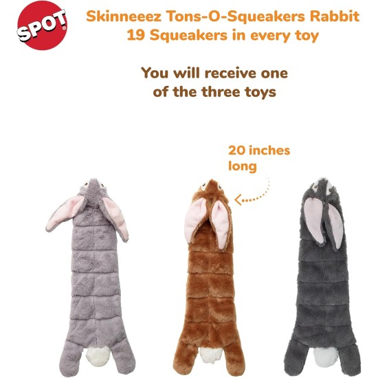 Ethical Dog White Skinneeez Multi Squeaker Rabbit, Assorted, 20 cm Ethical Dog White Skinneeez Multi Squeaker Rabbit, Assorted, 20 cm