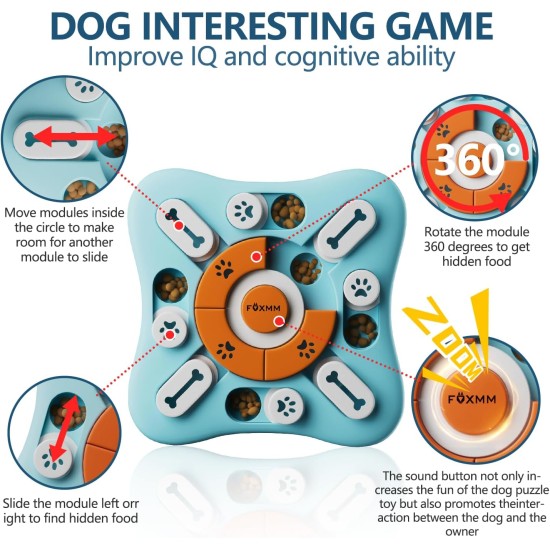 FOXMM Dog Toys for Large, Medium and Small Dogs, Interactive Dog Toys for IQ Training and Mental Stimulation, Dog Treat Puzzle for Fun, Slow Feeding FOXMM Dog Toys for Large, Medium and Small Dogs, Interactive Dog Toys for IQ Training and Mental Stimulation, Dog Treat Puzzle for Fun, Slow Feeding