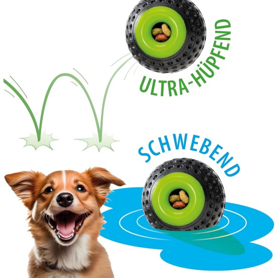 Ferplast Hunde Spielzeug, Futterspender, aus strapazierfähigem, ungiftigem, bissfestem Material, Zahnhygiene des Hundes, Springt und Schwimmt, CHEWA BOING Mittelgroß Futterball für Hunde, Schwarz Ferplast Hunde Spielzeug, Futterspender, aus strapazierfähigem, ungiftigem, bissfestem Material, Zahnhygiene des Hundes, Springt und Schwimmt, CHEWA BOING Mittelgroß Futterball für Hunde, Schwarz