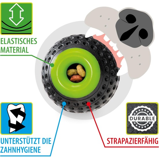 Ferplast Hunde Spielzeug, Futterspender, aus strapazierfähigem, ungiftigem, bissfestem Material, Zahnhygiene des Hundes, Springt und Schwimmt, CHEWA BOING Mittelgroß Futterball für Hunde, Schwarz Ferplast Hunde Spielzeug, Futterspender, aus strapazierfähigem, ungiftigem, bissfestem Material, Zahnhygiene des Hundes, Springt und Schwimmt, CHEWA BOING Mittelgroß Futterball für Hunde, Schwarz