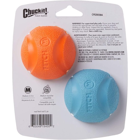 Fetch Dog Ball, Heavy Duty Rubber Dog Toy, Small Launcher Compatible Chew Toy for Dogs, Small, Pack of 2 Fetch Dog Ball, Heavy Duty Rubber Dog Toy, Small Launcher Compatible Chew Toy for Dogs, Small, Pack of 2