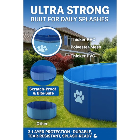 Flamingo Dog Pool 120 x 30 cm - For Large Small Dogs - Foldable Paddling Pool for Dogs - Robust Material - Non-Slip Base - Easy to Clean Flamingo Dog Pool 120 x 30 cm - For Large Small Dogs - Foldable Paddling Pool for Dogs - Robust Material - Non-Slip Base - Easy to Clean