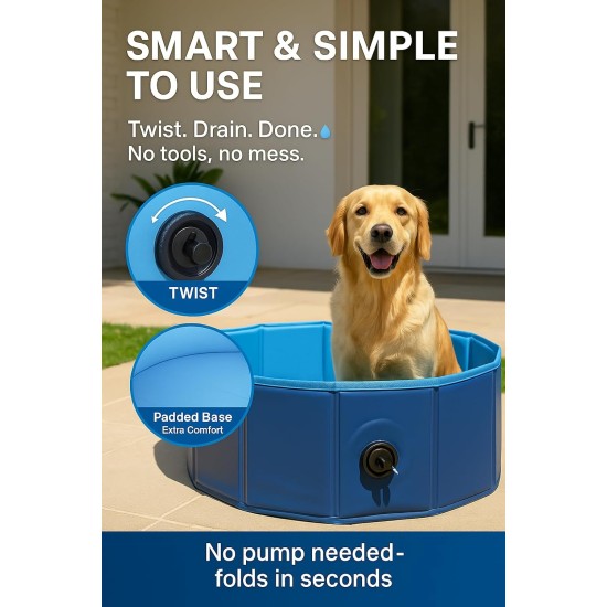 Flamingo Dog Pool 120 x 30 cm - For Large Small Dogs - Foldable Paddling Pool for Dogs - Robust Material - Non-Slip Base - Easy to Clean Flamingo Dog Pool 120 x 30 cm - For Large Small Dogs - Foldable Paddling Pool for Dogs - Robust Material - Non-Slip Base - Easy to Clean