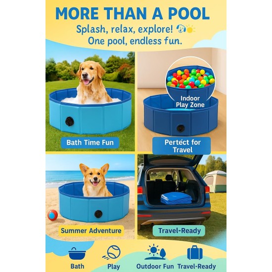 Flamingo Dog Pool 120 x 30 cm - For Large Small Dogs - Foldable Paddling Pool for Dogs - Robust Material - Non-Slip Base - Easy to Clean Flamingo Dog Pool 120 x 30 cm - For Large Small Dogs - Foldable Paddling Pool for Dogs - Robust Material - Non-Slip Base - Easy to Clean
