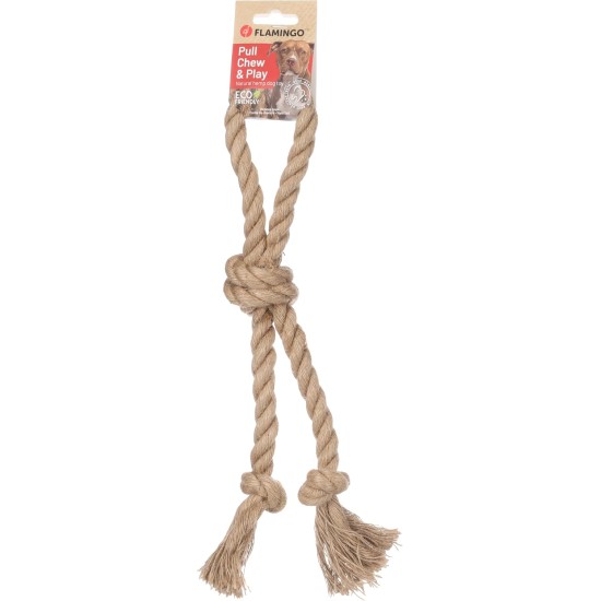 Flamingo Dog Toy Hemp Kush Pull Rope with 4 Knots Brown - 27 x 6 x 4.5 cm - Prevents Plaque - Massages the Gums - 100% Natural Flamingo Dog Toy Hemp Kush Pull Rope with 4 Knots Brown - 27 x 6 x 4.5 cm - Prevents Plaque - Massages the Gums - 100% Natural