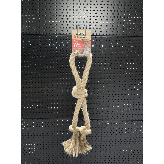 Flamingo Dog Toy Hemp Kush Pull Rope with 4 Knots Brown - 27 x 6 x 4.5 cm - Prevents Plaque - Massages the Gums - 100% Natural Flamingo Dog Toy Hemp Kush Pull Rope with 4 Knots Brown - 27 x 6 x 4.5 cm - Prevents Plaque - Massages the Gums - 100% Natural