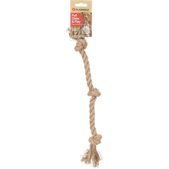 Flamingo Dog Toy Hemp Kush Pull Rope with 4 Knots Brown - 27 x 6 x 4.5 cm - Prevents Plaque - Massages the Gums - 100% Natural Flamingo Dog Toy Hemp Kush Pull Rope with 4 Knots Brown - 27 x 6 x 4.5 cm - Prevents Plaque - Massages the Gums - 100% Natural