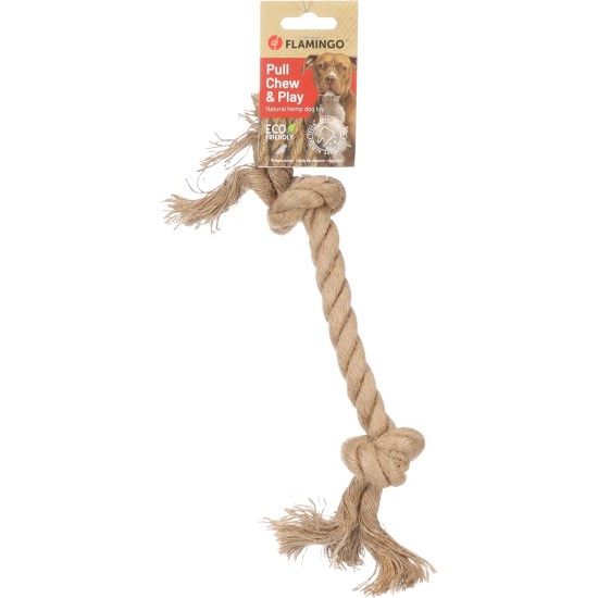 Flamingo Dog Toy Hemp Kush Pull Rope with 4 Knots Brown - 27 x 6 x 4.5 cm - Prevents Plaque - Massages the Gums - 100% Natural Flamingo Dog Toy Hemp Kush Pull Rope with 4 Knots Brown - 27 x 6 x 4.5 cm - Prevents Plaque - Massages the Gums - 100% Natural