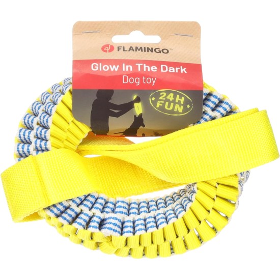 Flamingo Glowa Ring Toy for Dogs, Blue/Yellow, L, 15 x 15 x 4 cm, Glow in the Dark Flamingo Glowa Ring Toy for Dogs, Blue/Yellow, L, 15 x 15 x 4 cm, Glow in the Dark