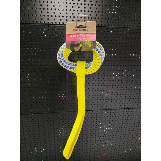 Flamingo Glowa Ring Toy for Dogs, Blue/Yellow, L, 15 x 15 x 4 cm, Glow in the Dark Flamingo Glowa Ring Toy for Dogs, Blue/Yellow, L, 15 x 15 x 4 cm, Glow in the Dark