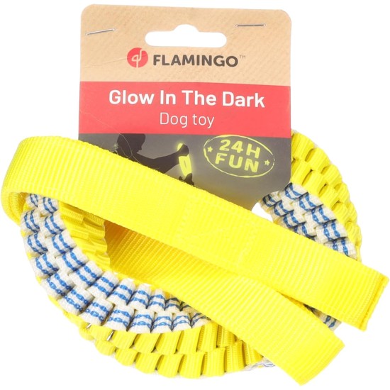 Flamingo Glowa Ring Toy for Dogs, Blue/Yellow, L, 15 x 15 x 4 cm, Glow in the Dark Flamingo Glowa Ring Toy for Dogs, Blue/Yellow, L, 15 x 15 x 4 cm, Glow in the Dark