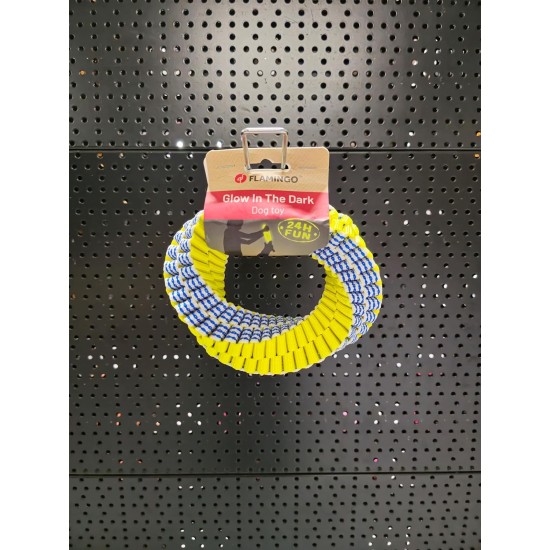 Flamingo Glowa Ring Toy for Dogs, Blue/Yellow, L, 15 x 15 x 4 cm, Glow in the Dark Flamingo Glowa Ring Toy for Dogs, Blue/Yellow, L, 15 x 15 x 4 cm, Glow in the Dark