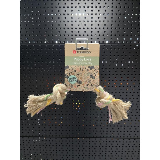 Flamingo Puppy Toy Luro Rope with 2 Knots Brown - M | 32cm L x 5cm W x 5cm H, 100% Natural Hemp Prevents Plaque and Massages Gums, Perfect for Puppies! Flamingo Puppy Toy Luro Rope with 2 Knots Brown - M | 32cm L x 5cm W x 5cm H, 100% Natural Hemp Prevents Plaque and Massages Gums, Perfect for Puppies!