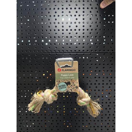 Flamingo Puppy Toy Luro Rope with 2 Knots Brown - M | 32cm L x 5cm W x 5cm H, 100% Natural Hemp Prevents Plaque and Massages Gums, Perfect for Puppies! Flamingo Puppy Toy Luro Rope with 2 Knots Brown - M | 32cm L x 5cm W x 5cm H, 100% Natural Hemp Prevents Plaque and Massages Gums, Perfect for Puppies!