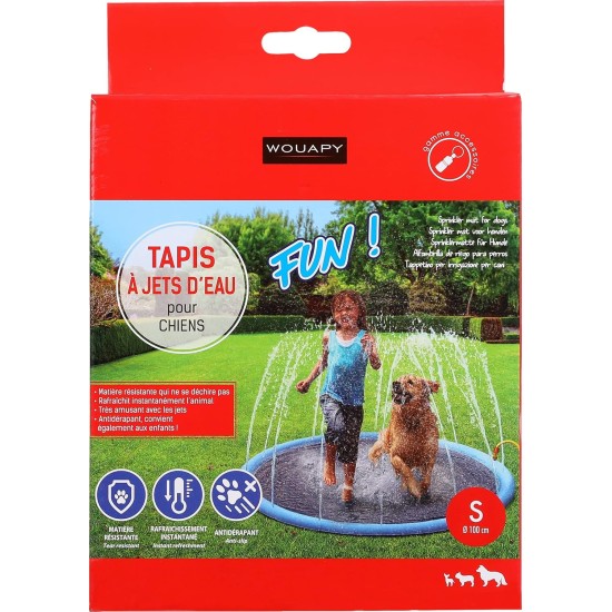 Foldable Dog Pool Portable Non-Slip Outdoor Blue with Sprinkler Pump Size S Ø100cm Foldable Dog Pool Portable Non-Slip Outdoor Blue with Sprinkler Pump Size S Ø100cm