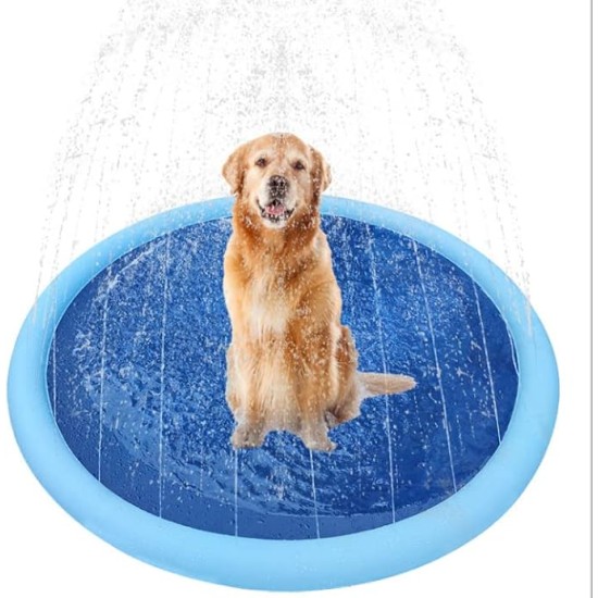 Foldable Dog Pool Portable Non-Slip Outdoor Blue with Sprinkler Pump Size S Ø100cm Foldable Dog Pool Portable Non-Slip Outdoor Blue with Sprinkler Pump Size S Ø100cm