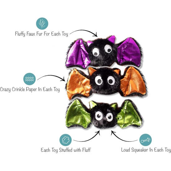 Fringe Studio Mini Dog Toy Set Bats Set of 3 (289453) Fringe Studio Mini Dog Toy Set Bats Set of 3 (289453)