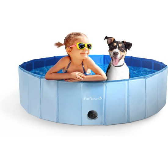 Furdreams Foldable Pet Swimming Pool, Hard Plastic Dog Bathtub, Portable, Multifunctional, Non-Slip PVC Kids Pool for Outdoor Use Enjoy Summer Shine in the Garden (Medium) Furdreams Foldable Pet Swimming Pool, Hard Plastic Dog Bathtub, Portable, Multifunctional, Non-Slip PVC Kids Pool for Outdoor Use Enjoy Summer Shine in the Garden (Medium)