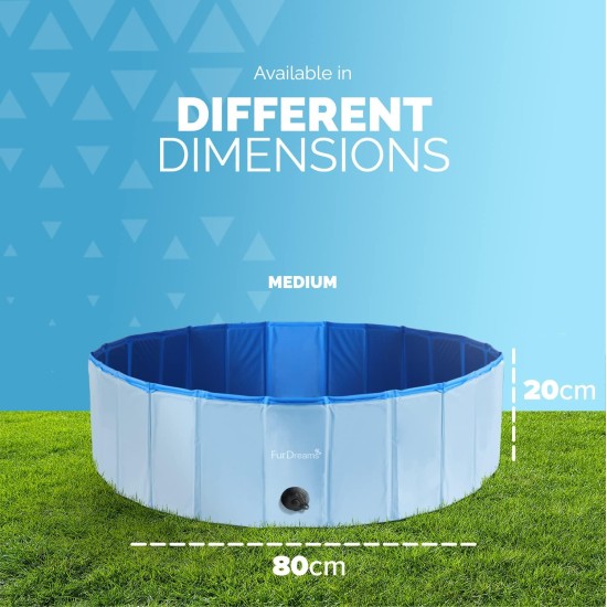 Furdreams Foldable Pet Swimming Pool, Hard Plastic Dog Bathtub, Portable, Multifunctional, Non-Slip PVC Kids Pool for Outdoor Use Enjoy Summer Shine in the Garden (Medium) Furdreams Foldable Pet Swimming Pool, Hard Plastic Dog Bathtub, Portable, Multifunctional, Non-Slip PVC Kids Pool for Outdoor Use Enjoy Summer Shine in the Garden (Medium)