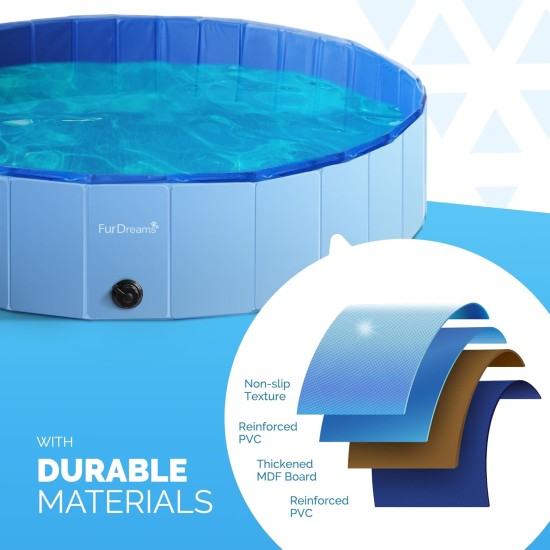 Furdreams Foldable Pet Swimming Pool, Hard Plastic Dog Bathtub, Portable, Multifunctional, Non-Slip PVC Kids Pool for Outdoor Use Enjoy Summer Shine in the Garden (Medium) Furdreams Foldable Pet Swimming Pool, Hard Plastic Dog Bathtub, Portable, Multifunctional, Non-Slip PVC Kids Pool for Outdoor Use Enjoy Summer Shine in the Garden (Medium)