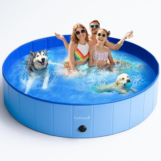 Furdreams Foldable Pet Swimming Pool, Hard Plastic Dog Bathtub, Portable, Multifunctional, Non-Slip PVC Kids Pool for Outdoor Use Enjoy Summer Shine in the Garden (Medium) Furdreams Foldable Pet Swimming Pool, Hard Plastic Dog Bathtub, Portable, Multifunctional, Non-Slip PVC Kids Pool for Outdoor Use Enjoy Summer Shine in the Garden (Medium)