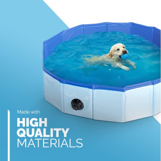 Furdreams Foldable Pet Swimming Pool, Hard Plastic Dog Bathtub, Portable, Multifunctional, Non-Slip PVC Kids Pool for Outdoor Use Enjoy Summer Shine in the Garden (Medium) Furdreams Foldable Pet Swimming Pool, Hard Plastic Dog Bathtub, Portable, Multifunctional, Non-Slip PVC Kids Pool for Outdoor Use Enjoy Summer Shine in the Garden (Medium)
