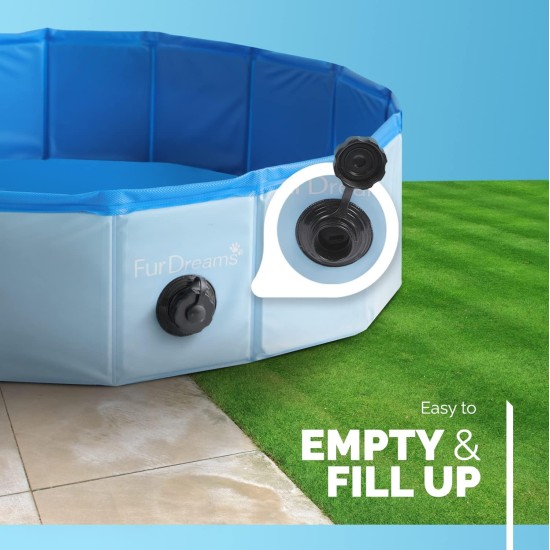 Furdreams Foldable Pet Swimming Pool, Hard Plastic Dog Bathtub, Portable, Multifunctional, Non-Slip PVC Kids Pool for Outdoor Use Enjoy Summer Shine in the Garden (Medium) Furdreams Foldable Pet Swimming Pool, Hard Plastic Dog Bathtub, Portable, Multifunctional, Non-Slip PVC Kids Pool for Outdoor Use Enjoy Summer Shine in the Garden (Medium)