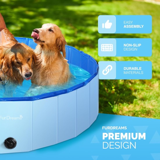 Furdreams Foldable Pet Swimming Pool, Hard Plastic Dog Bathtub, Portable, Multifunctional, Non-Slip PVC Kids Pool for Outdoor Use Enjoy Summer Shine in the Garden (Medium) Furdreams Foldable Pet Swimming Pool, Hard Plastic Dog Bathtub, Portable, Multifunctional, Non-Slip PVC Kids Pool for Outdoor Use Enjoy Summer Shine in the Garden (Medium)