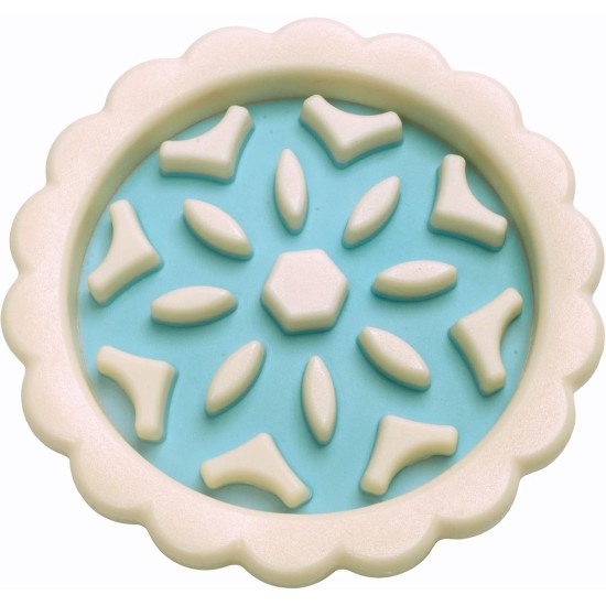 Furhaven Paws 'n Play Pie Slow Feeder Dog Toy, Fillable, Washable, White/Blue, One Size