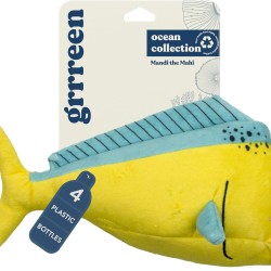 GRRREEN Ocean Collection Mandi The Mahi Mahi Jumbo Size Dog Toy, Cute, Durable and Sustainable, Plush Chew Toy for Dogs, Made from Eco-Friendly and Recycled