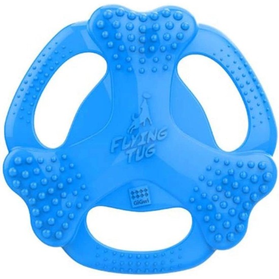 GiGwi Flying Tug Dog Toy, Heavy Duty Interactive Rubber Frisbee, Blue GiGwi Flying Tug Dog Toy, Heavy Duty Interactive Rubber Frisbee, Blue