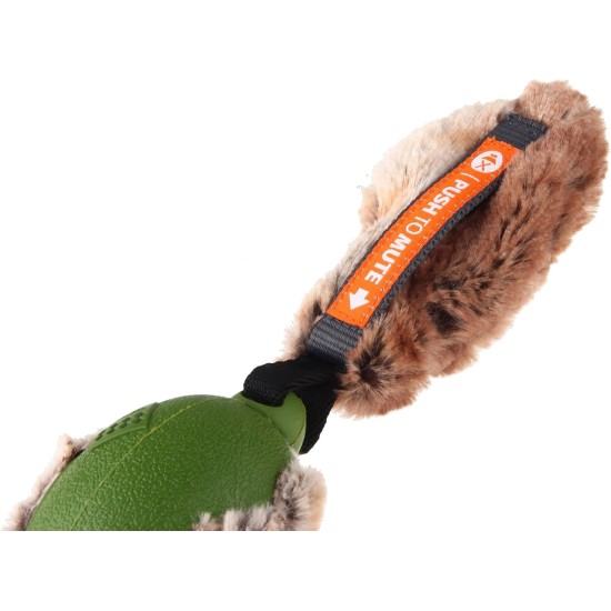 GiGwi Rubber Duck Dog Toy 'Push to Mute' Quiet and Squeaky Toy Interactive with Plush Tail - Green GiGwi Rubber Duck Dog Toy 'Push to Mute' Quiet and Squeaky Toy Interactive with Plush Tail - Green