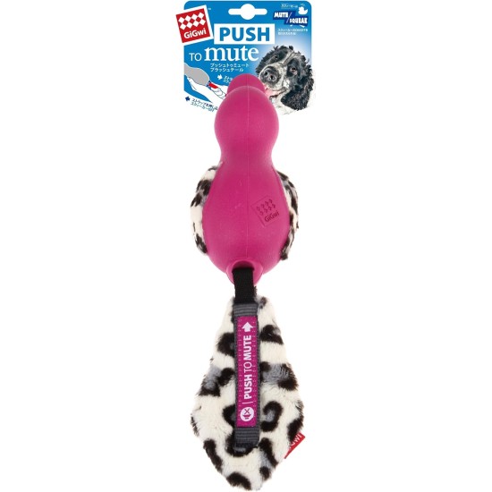 GiGwi Rubber Duck Dog Toy 'Push to Mute' Quiet and Squeaky Toy Interactive with Plush Tail - Pink GiGwi Rubber Duck Dog Toy 'Push to Mute' Quiet and Squeaky Toy Interactive with Plush Tail - Pink
