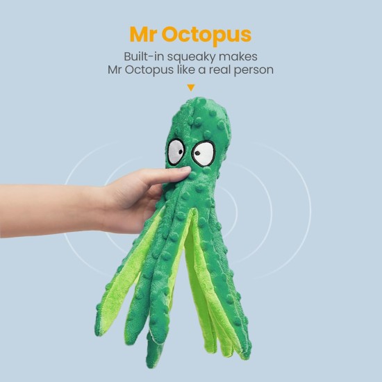 HGB Squeaky Dog Toy, Octopus, No Stuffing, Crinkle Plush Chew Toy for Puppy Teeth, Pet Training and Entertainment, Durable, Medium and Large Dogs, Pack of 2 HGB Squeaky Dog Toy, Octopus, No Stuffing, Crinkle Plush Chew Toy for Puppy Teeth, Pet Training and Entertainment, Durable, Medium and Large Dogs, Pack of 2