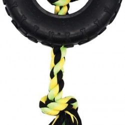 Happy Pet Grrrelli Hoop and Rope Dog Chew Toy Strong Fun Interactive Chewing Play Catch Fetch Easy Tug Pull for All Breeds - Large