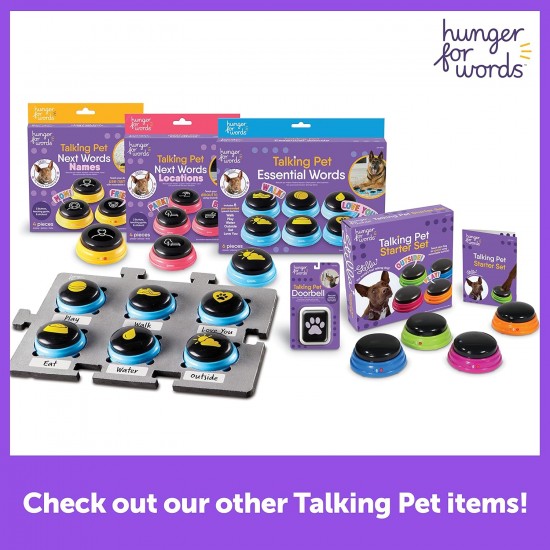 Hunger for Words Talking Pet Starter Kit, Recording Buttons for Dogs, Dog Talking Buttons, Teach Your Dog to Talk, Multicoloured, 1 Piece (Pack of 1), Plastic Hunger for Words Talking Pet Starter Kit, Recording Buttons for Dogs, Dog Talking Buttons, Teach Your Dog to Talk, Multicoloured, 1 Piece (Pack of 1), Plastic