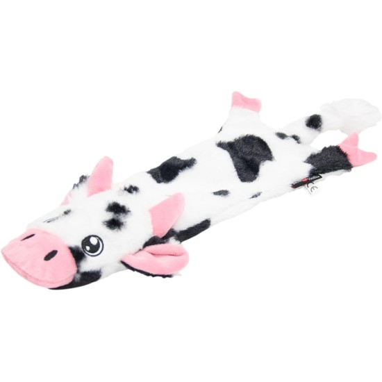 JACK AND VANILLA, Flatties Cow Dog Toy, White/Black, 45 cm, Realistic Design, Sounds and Washable, Ideal for Interactive Games, Bright Colours JACK AND VANILLA, Flatties Cow Dog Toy, White/Black, 45 cm, Realistic Design, Sounds and Washable, Ideal for Interactive Games, Bright Colours