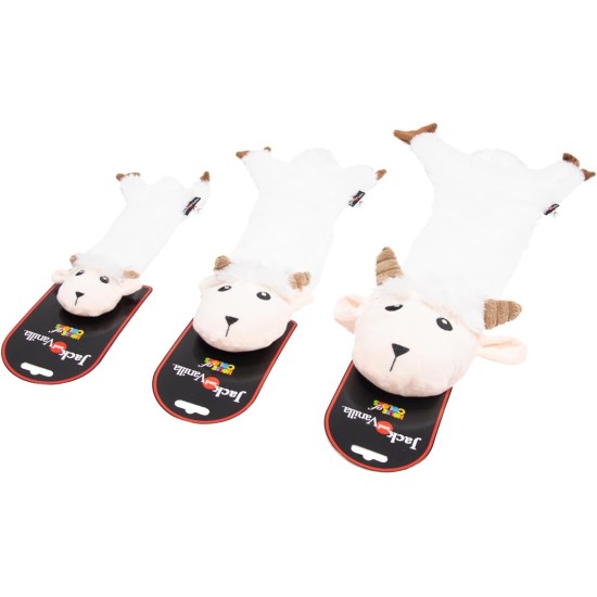 JACK AND VANILLA, Flatties Cow Dog Toy, White/Black, 45 cm, Realistic Design, Sounds and Washable, Ideal for Interactive Games, Bright Colours JACK AND VANILLA, Flatties Cow Dog Toy, White/Black, 45 cm, Realistic Design, Sounds and Washable, Ideal for Interactive Games, Bright Colours