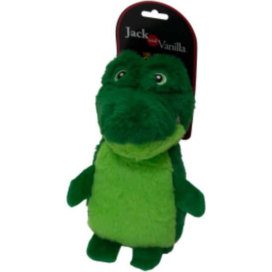 JACK AND VANILLA, Interactive Alligator Cuddly Toy for Dogs and Cats, Integrated Squeaker, Durable and Non-Toxic Materials, Easy to Clean, 18 cm, Green JACK AND VANILLA, Interactive Alligator Cuddly Toy for Dogs and Cats, Integrated Squeaker, Durable and Non-Toxic Materials, Easy to Clean, 18 cm, Green