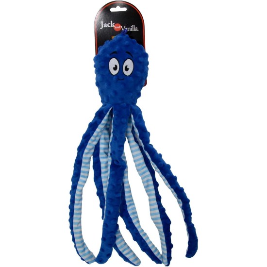 JACK AND VANILLA, Interaktives Oktopus-Hundespielzeug, weich und langlebig, ideal für große Hunde, 45 cm, dunkelblaue Farbe, perfekt zum Spielen und Kuscheln, Bubble-Plüschmodell JACK AND VANILLA, Interaktives Oktopus-Hundespielzeug, weich und langlebig, ideal für große Hunde, 45 cm, dunkelblaue Farbe, perfekt zum Spielen und Kuscheln, Bubble-Plüschmodell