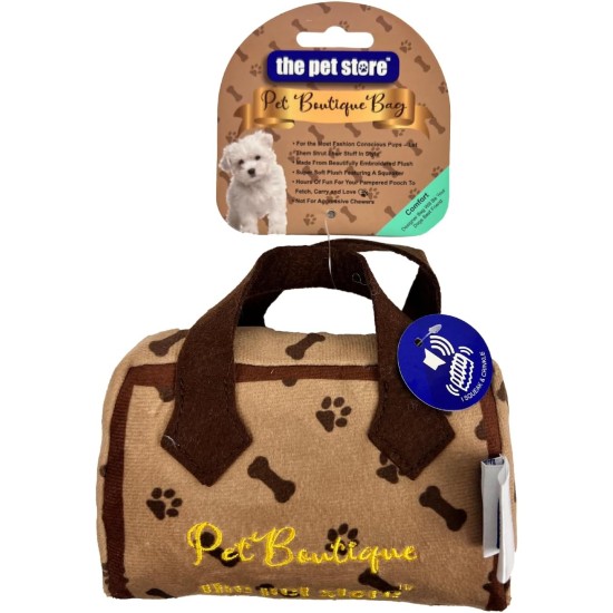 J&E Importers Green Jem Pet Boutique Super Soft Squeaky Toy Designer Bag Dog Toy, Tan J&E Importers Green Jem Pet Boutique Super Soft Squeaky Toy Designer Bag Dog Toy, Tan