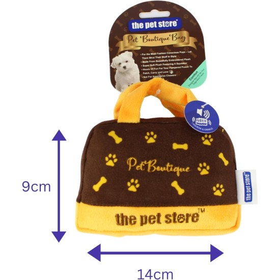 J&E Importers Green Jem Pet Boutique Super Soft Squeaky Toy Designer Bag Dog Toy, Tan J&E Importers Green Jem Pet Boutique Super Soft Squeaky Toy Designer Bag Dog Toy, Tan