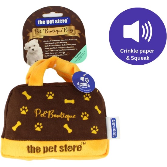 J&E Importers Green Jem Pet Boutique Super Soft Squeaky Toy Designer Bag Dog Toy, Tan J&E Importers Green Jem Pet Boutique Super Soft Squeaky Toy Designer Bag Dog Toy, Tan